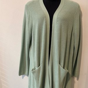 Light green shaker knit cardigan